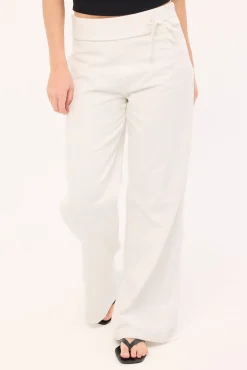 Laurie Tie Side Mid Rise Pants White