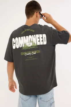 Lawn Heavyweight Boxy Tee Off Black