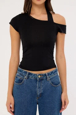 Layered Halter T-shirt Black