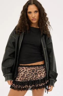 Layla Mesh Mini Skirt Leopard/Red