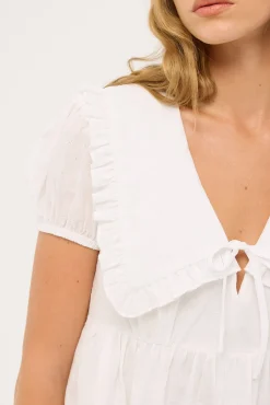 Layla Ruffle Collar Mini Dress White