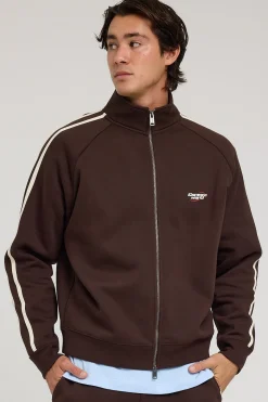League Zip Up Sweater Dark Brown