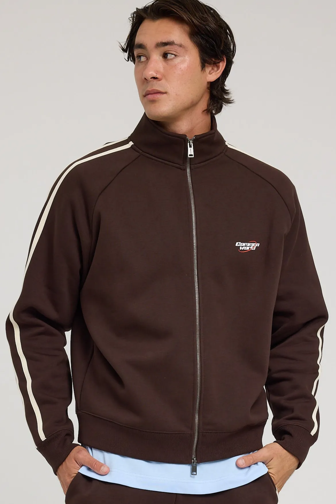 League Zip Up Sweater Dark Brown