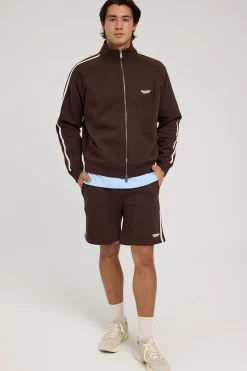League Zip Up Sweater Dark Brown