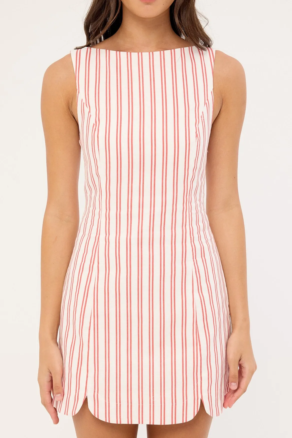 Leah Linen Mini Dress Red Stripe
