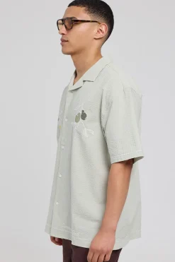 Lemons Embroidered Resort Shirt Sage