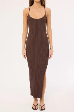 Lennon Knit Midi Dress Brown