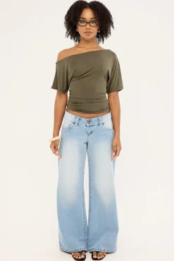 Leo Ruched T-shirt Khaki Green