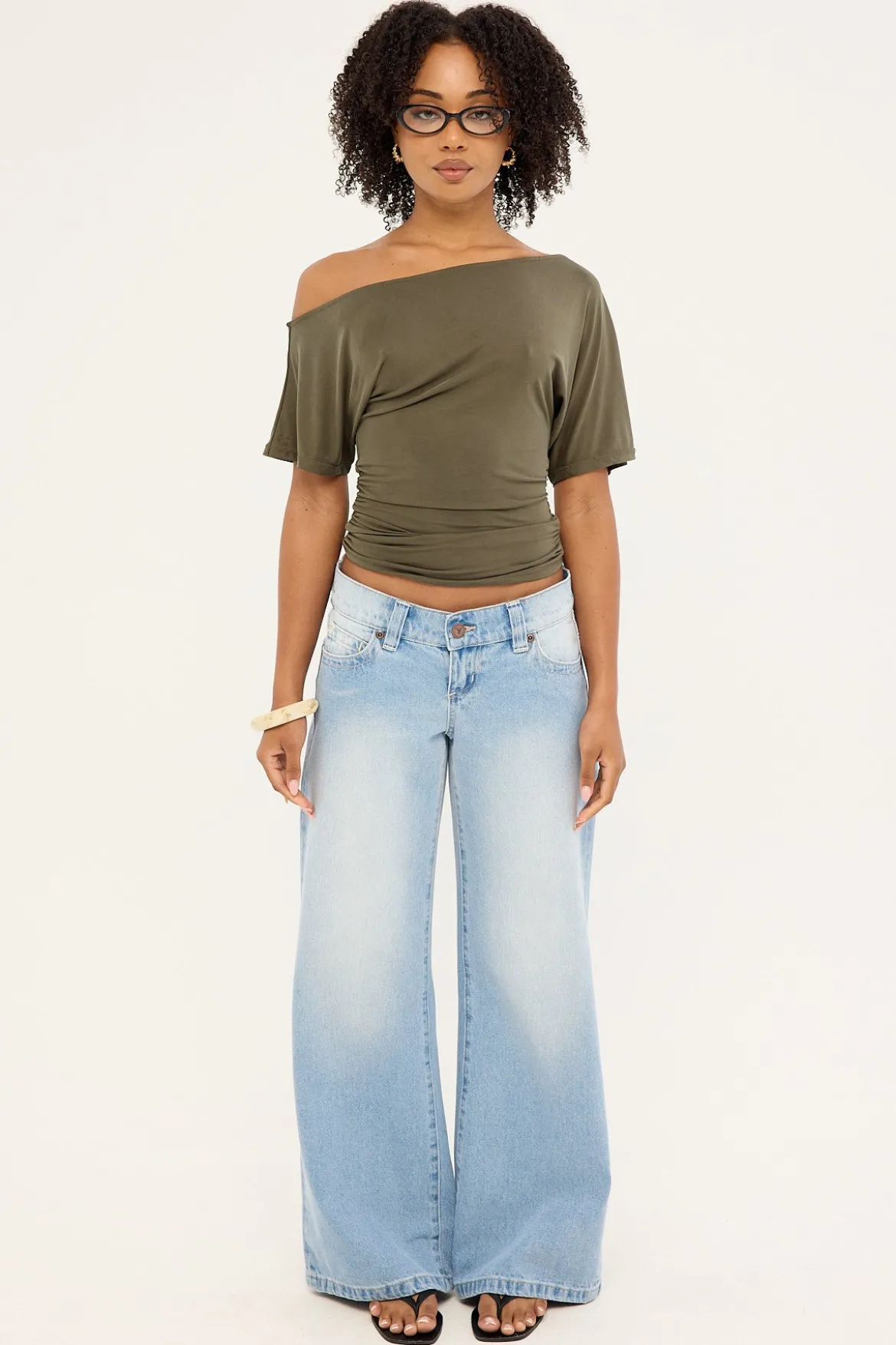Leo Ruched T-shirt Khaki Green