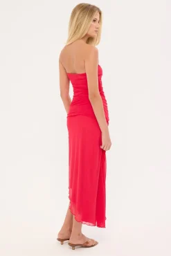 Lettie Mesh Midi Dress Raspberry