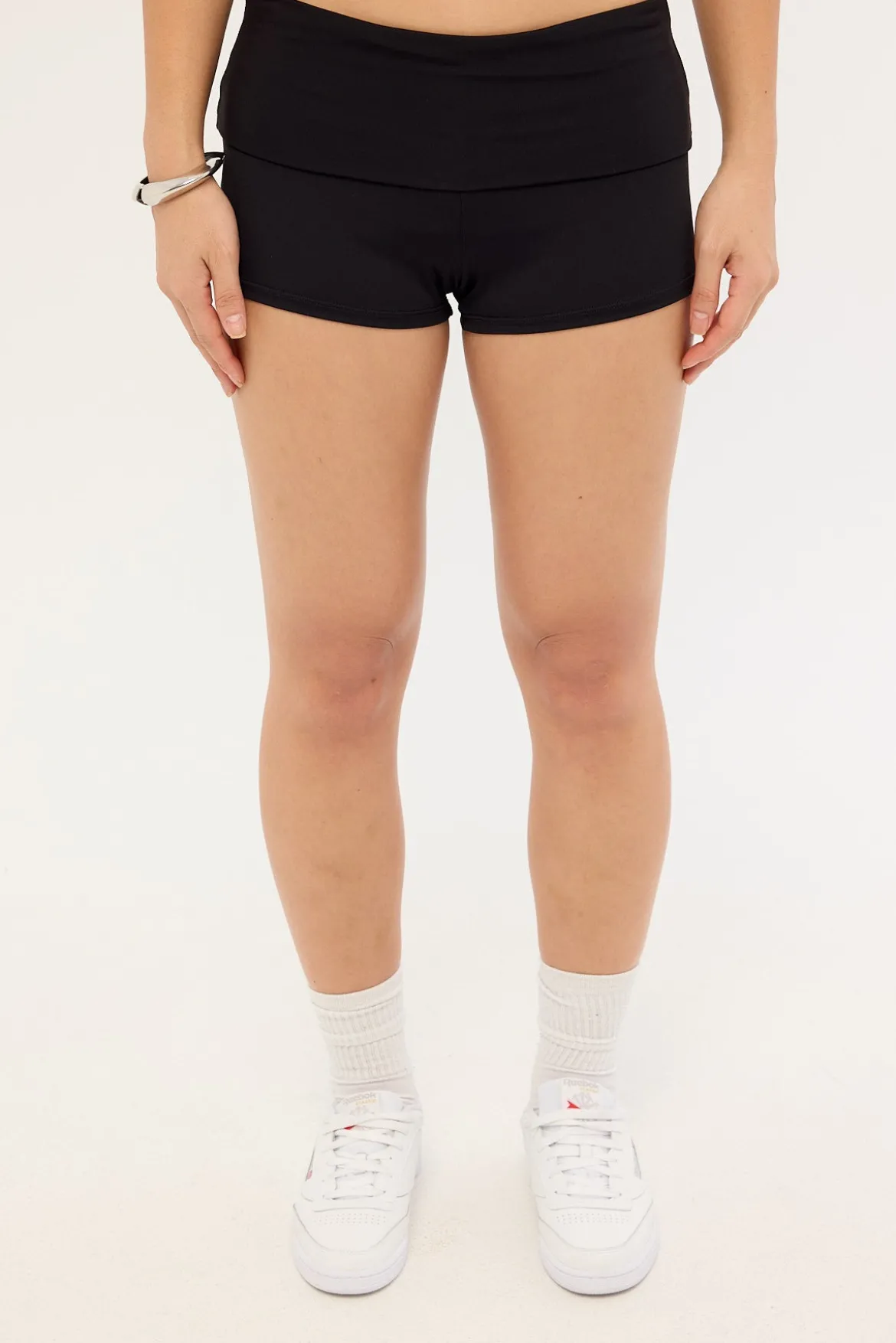 Lia Jersey Fold Over Short Black