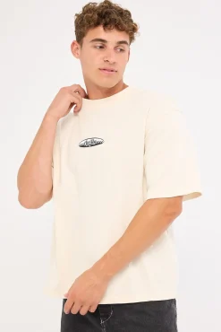 Lifted Spirits Embro Box Fit Oversize Short tee Unbleached