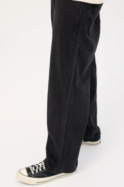 Lighten Up Big Slacker Cropped Denim Jean Aged Black