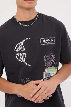 Lighten Up Box Fit Oversize Short Tee Washed Black