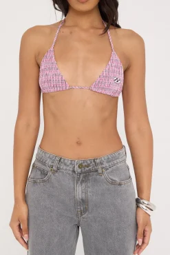Lightning Smocked Bralette Pink Check