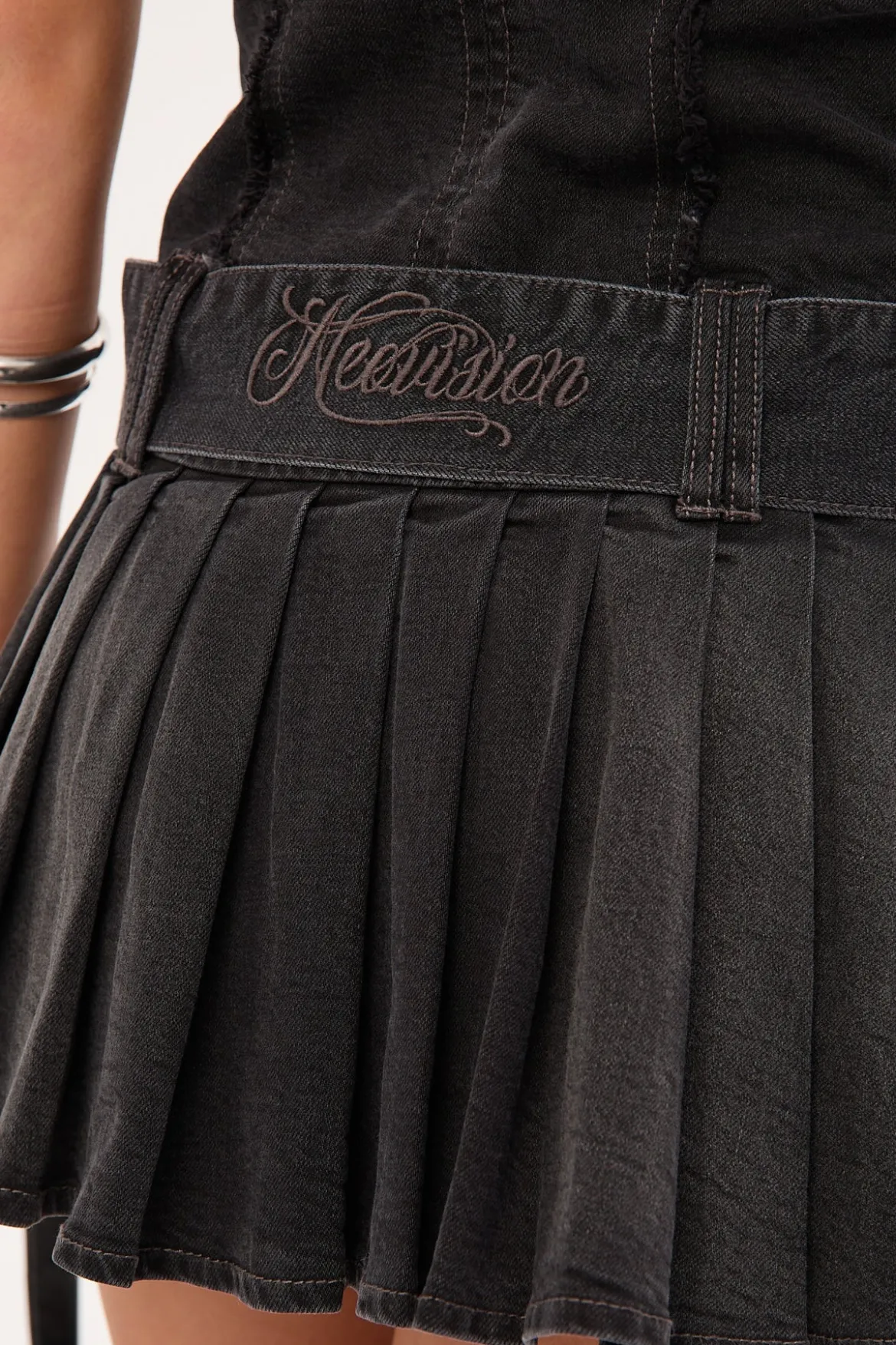 Limitless Denim Mini Dress Washed Black