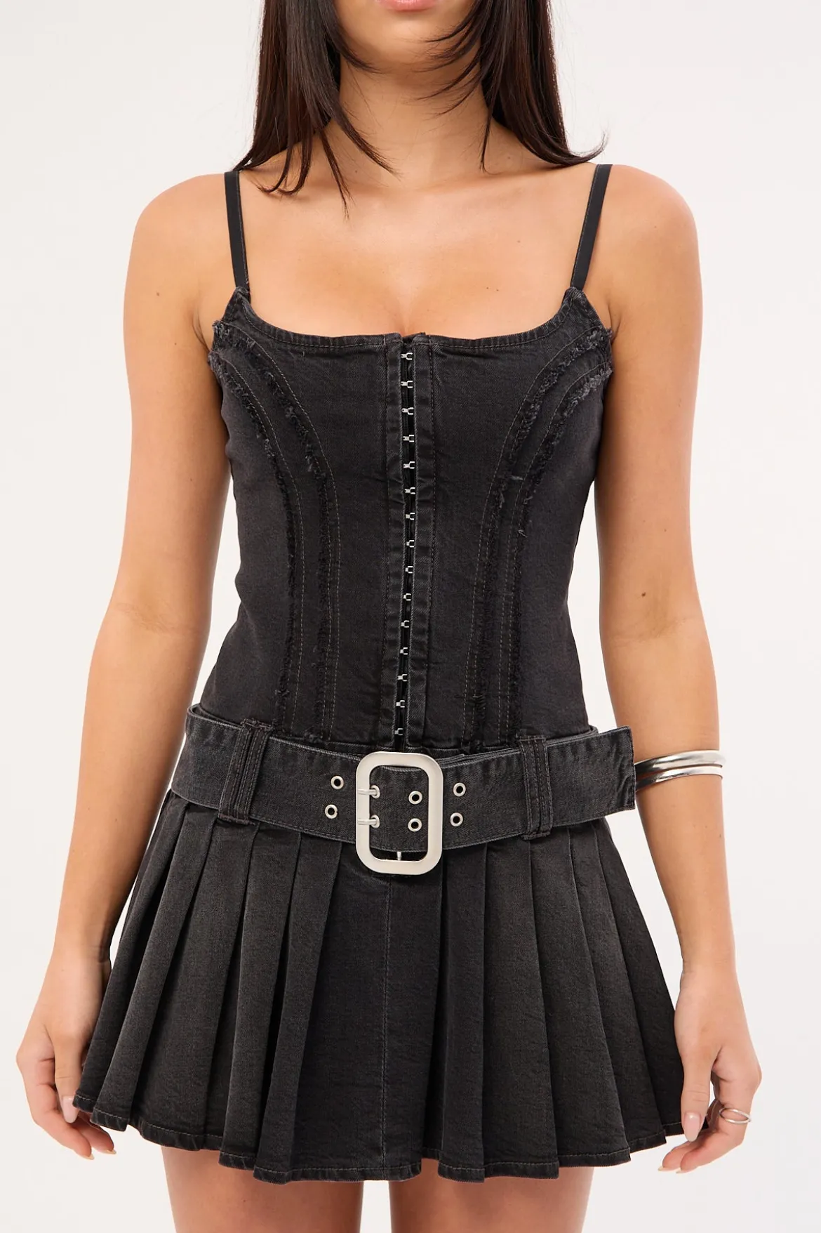 Limitless Denim Mini Dress Washed Black