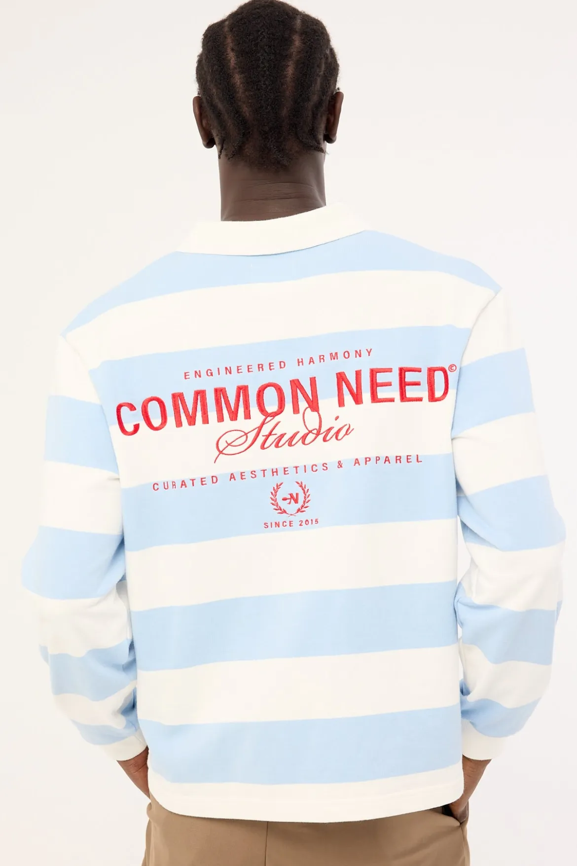 Lineup Cropped Rugby Shirt Light Blue/White
