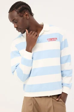 Lineup Cropped Rugby Shirt Light Blue/White