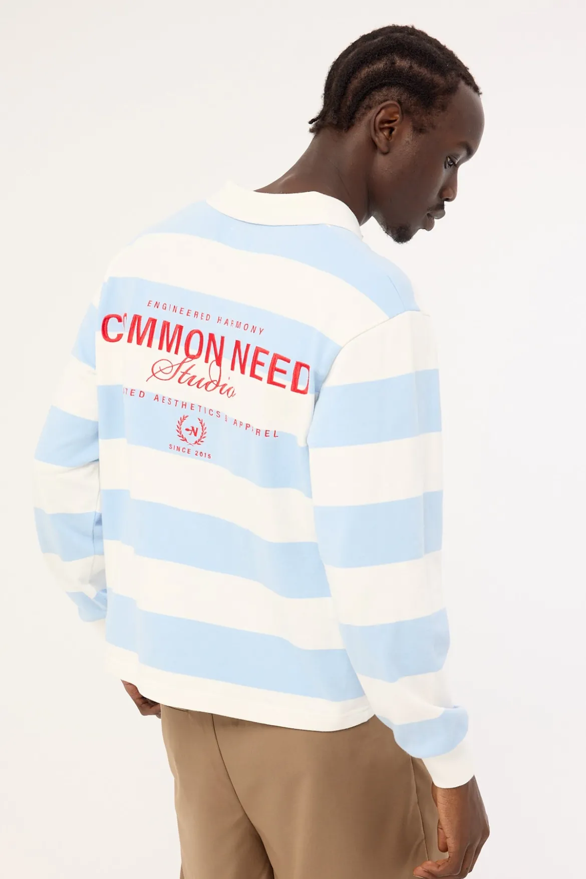 Lineup Cropped Rugby Shirt Light Blue/White