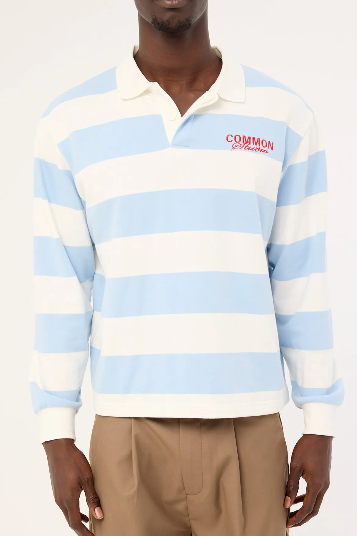 Lineup Cropped Rugby Shirt Light Blue/White