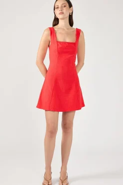 Lizzy Linen Mini Dress Red