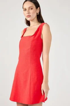 Lizzy Linen Mini Dress Red