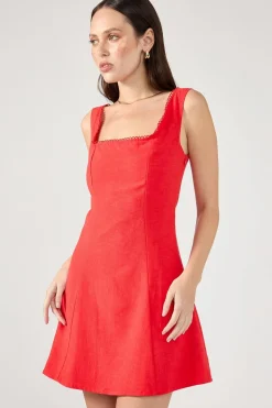 Lizzy Linen Mini Dress Red