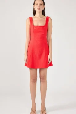 Lizzy Linen Mini Dress Red