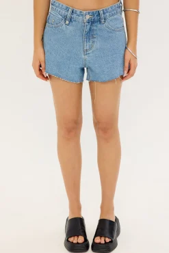 Lola Mid Rise Denim Shorts Lucid Blue