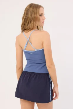 Lombardi Nylon Mini Skirt Navy