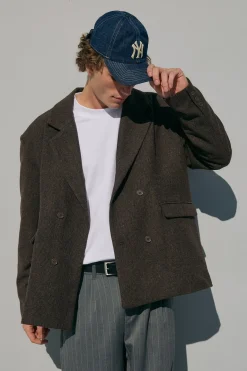 London Double Breasted Blazer Brown Tweed
