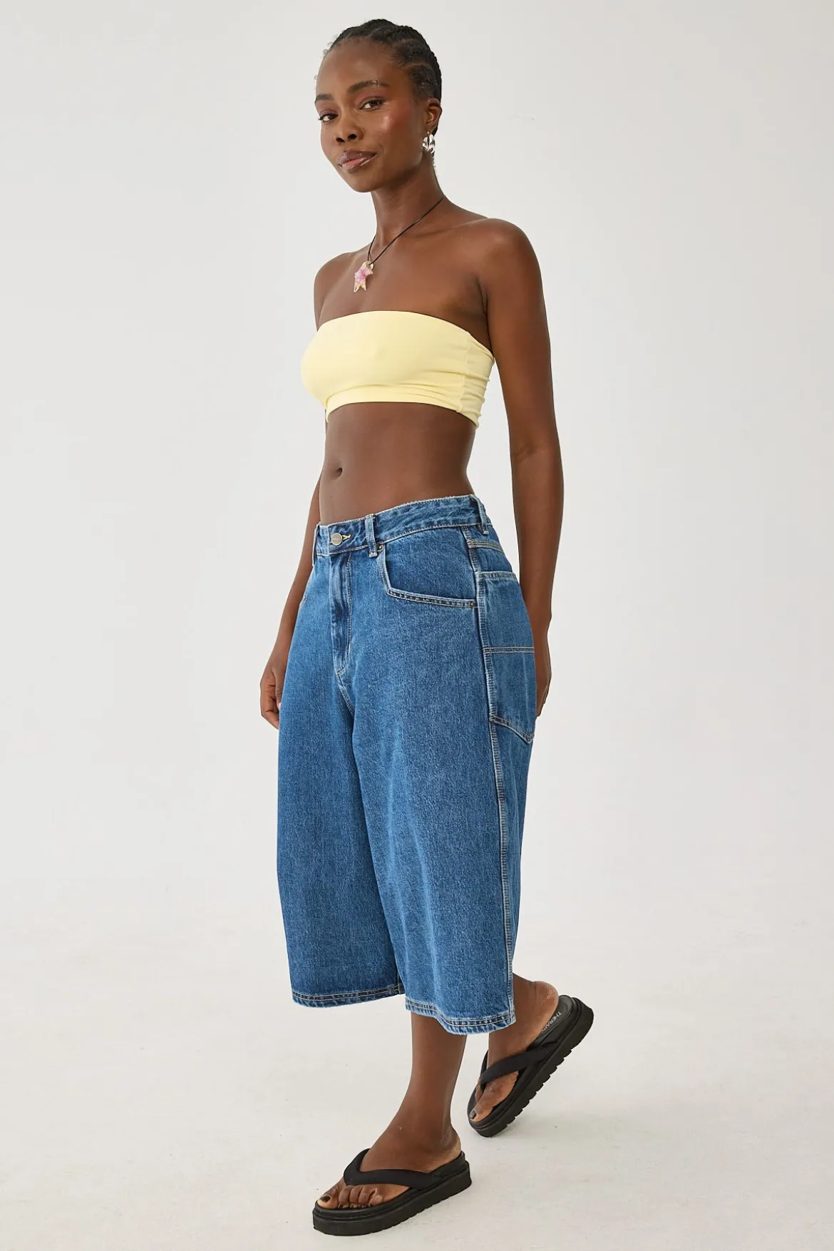 Long Boy Short Worn Rinsed Blue