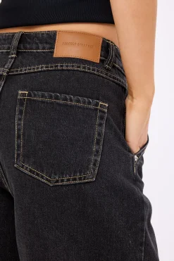 Longline Denim Short Washed Grey