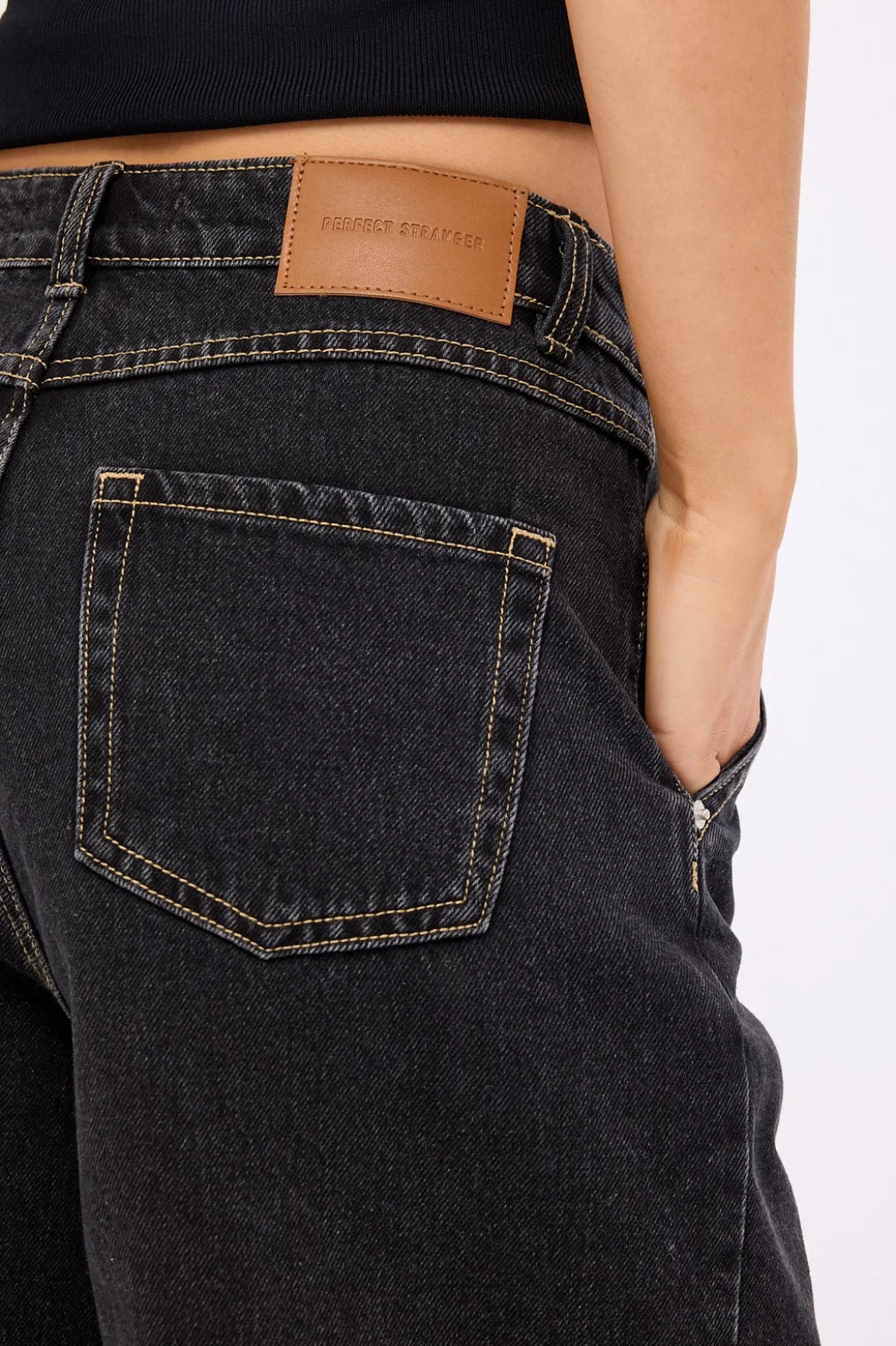Longline Denim Short Washed Grey