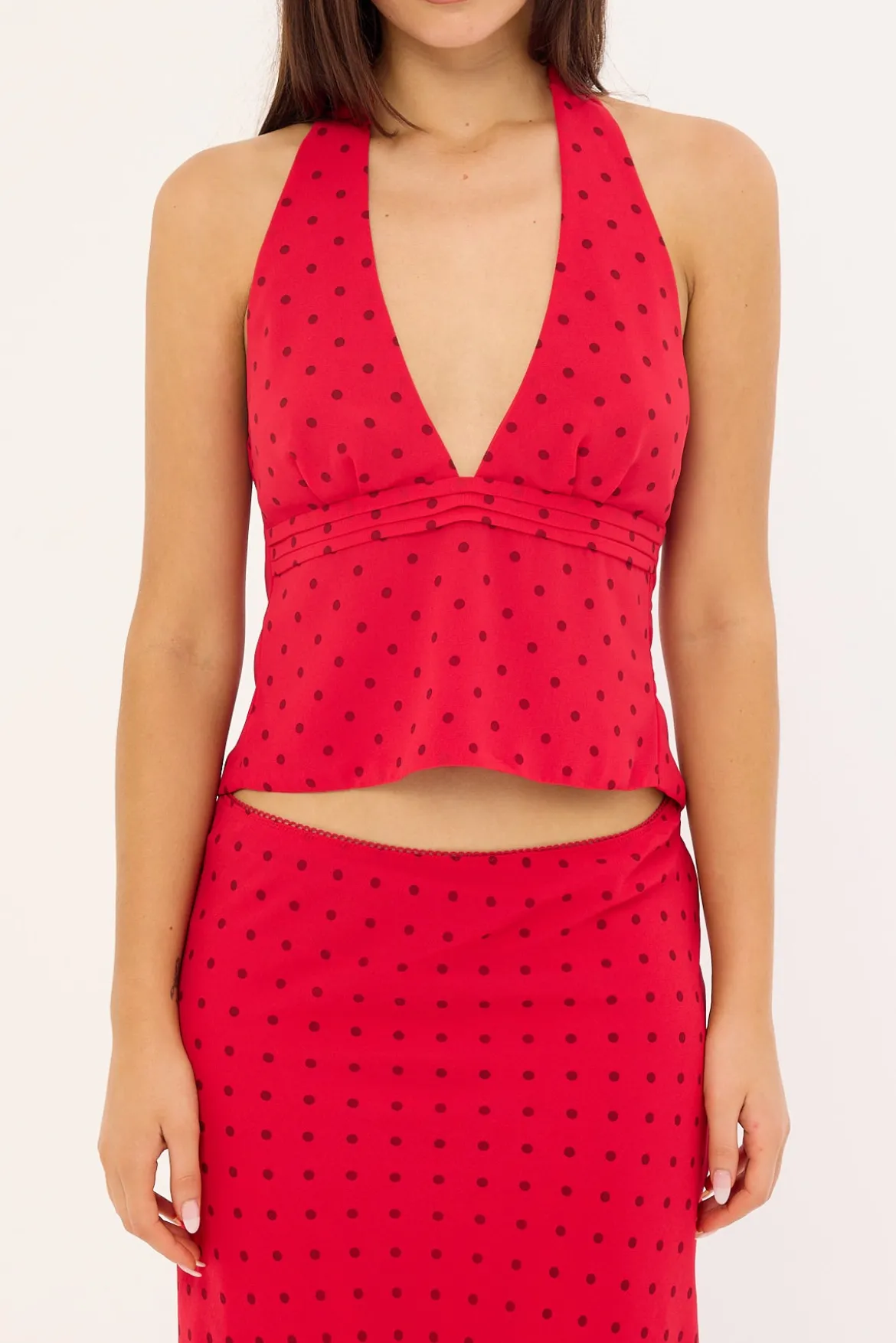 Lorelai Polka Halter Top Red Print