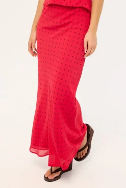 Lorelai Polka Maxi Skirt Red Print