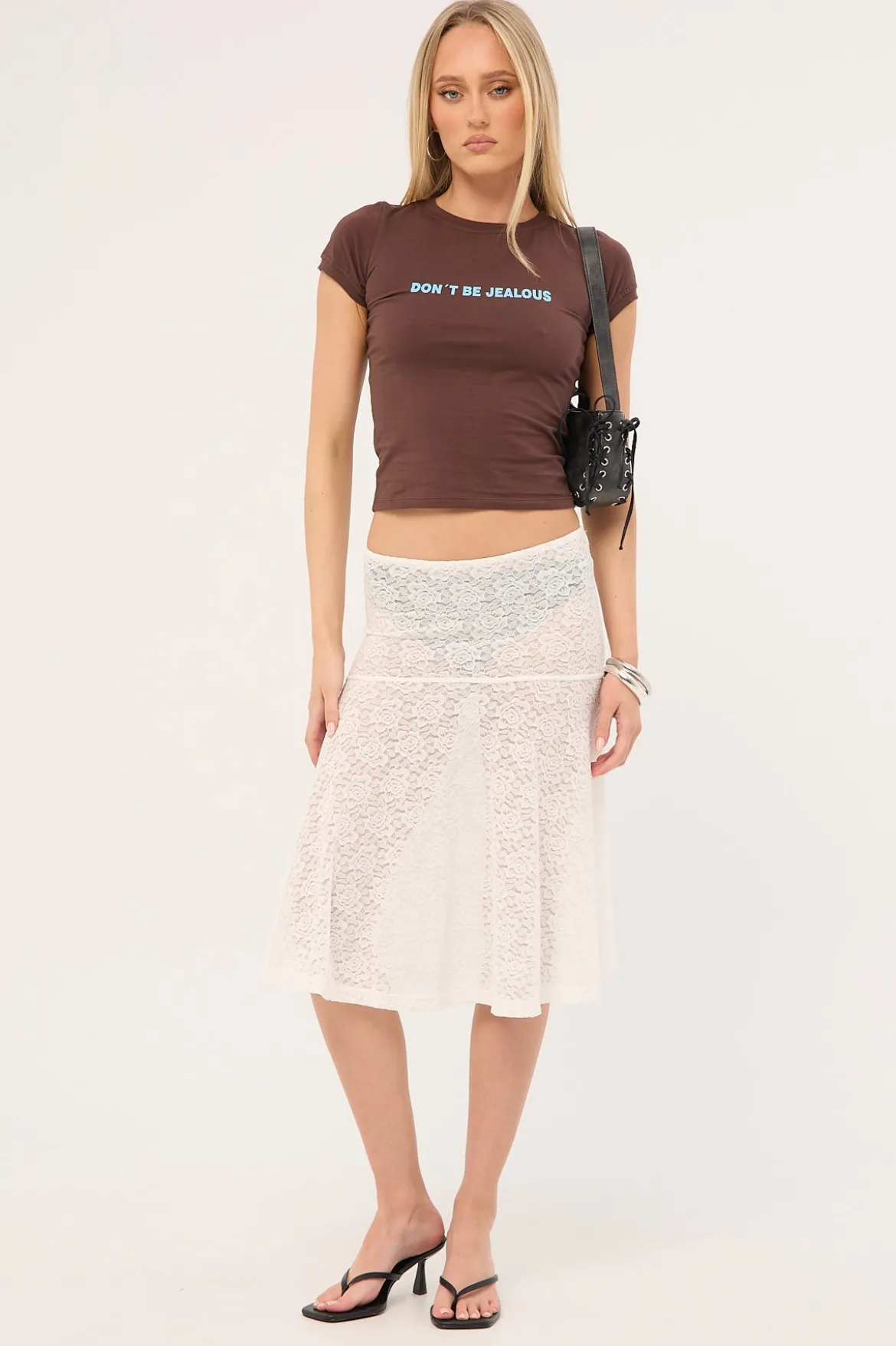 Loretta Lace Midi Skirt White