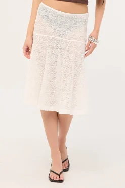 Loretta Lace Midi Skirt White