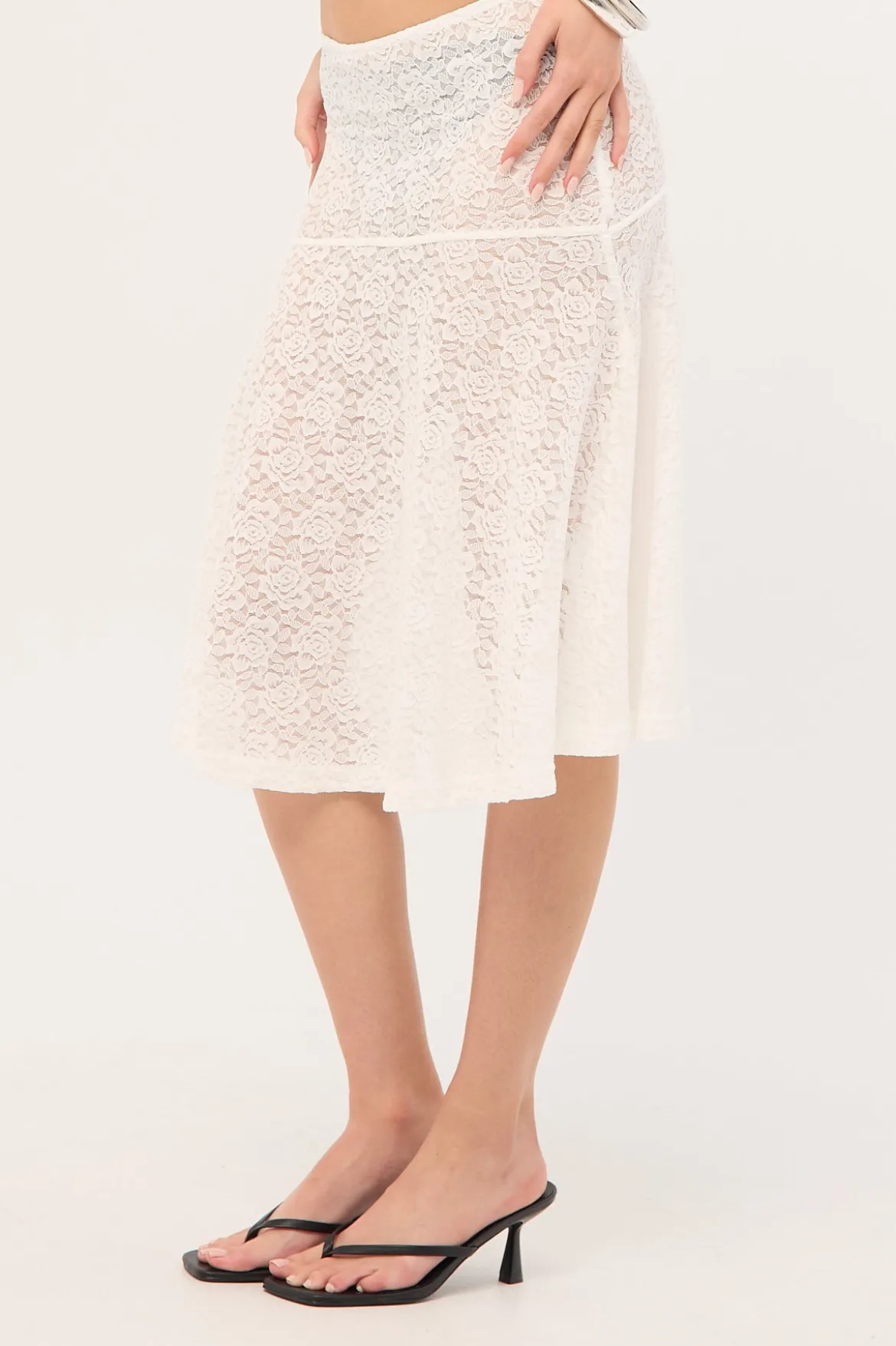 Loretta Lace Midi Skirt White