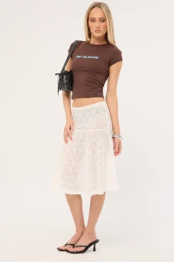Loretta Lace Midi Skirt White