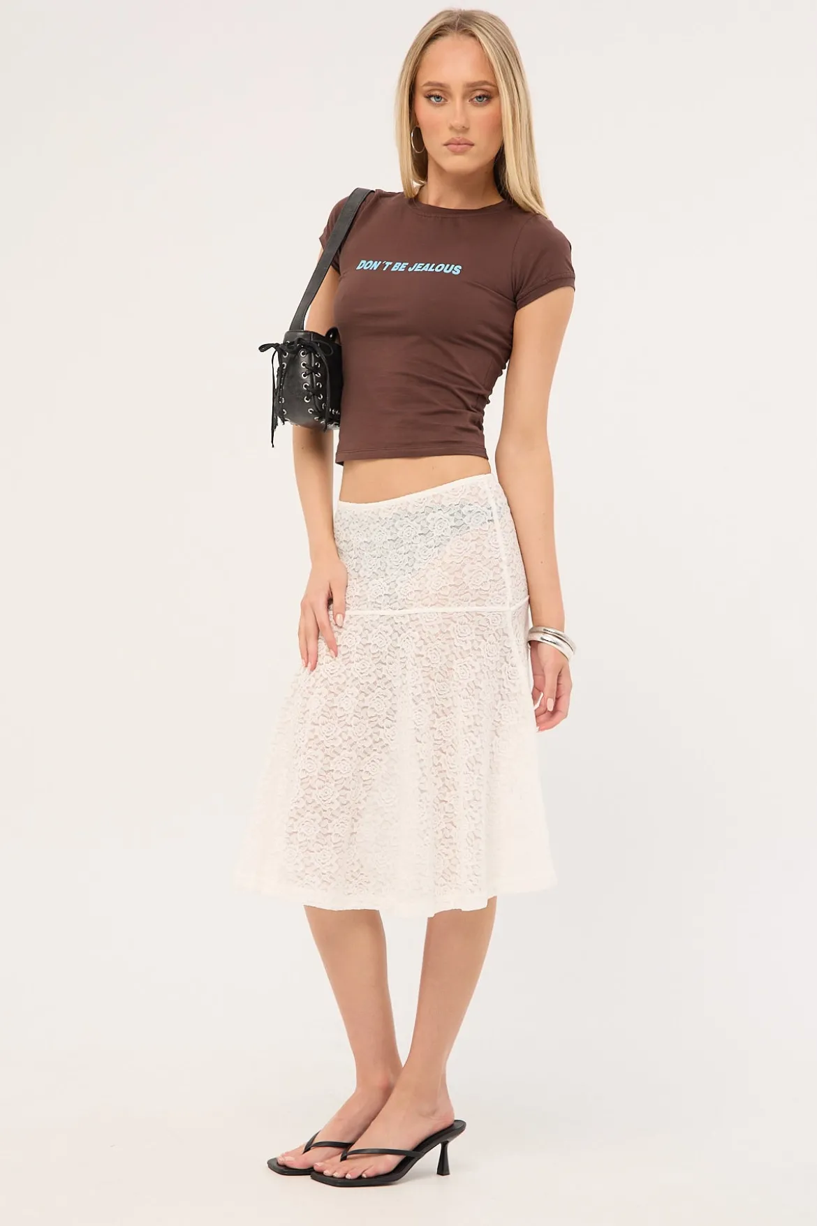 Loretta Lace Midi Skirt White