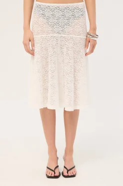 Loretta Lace Midi Skirt White