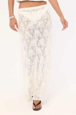 Lotta Lace Sequin Maxi Skirt White