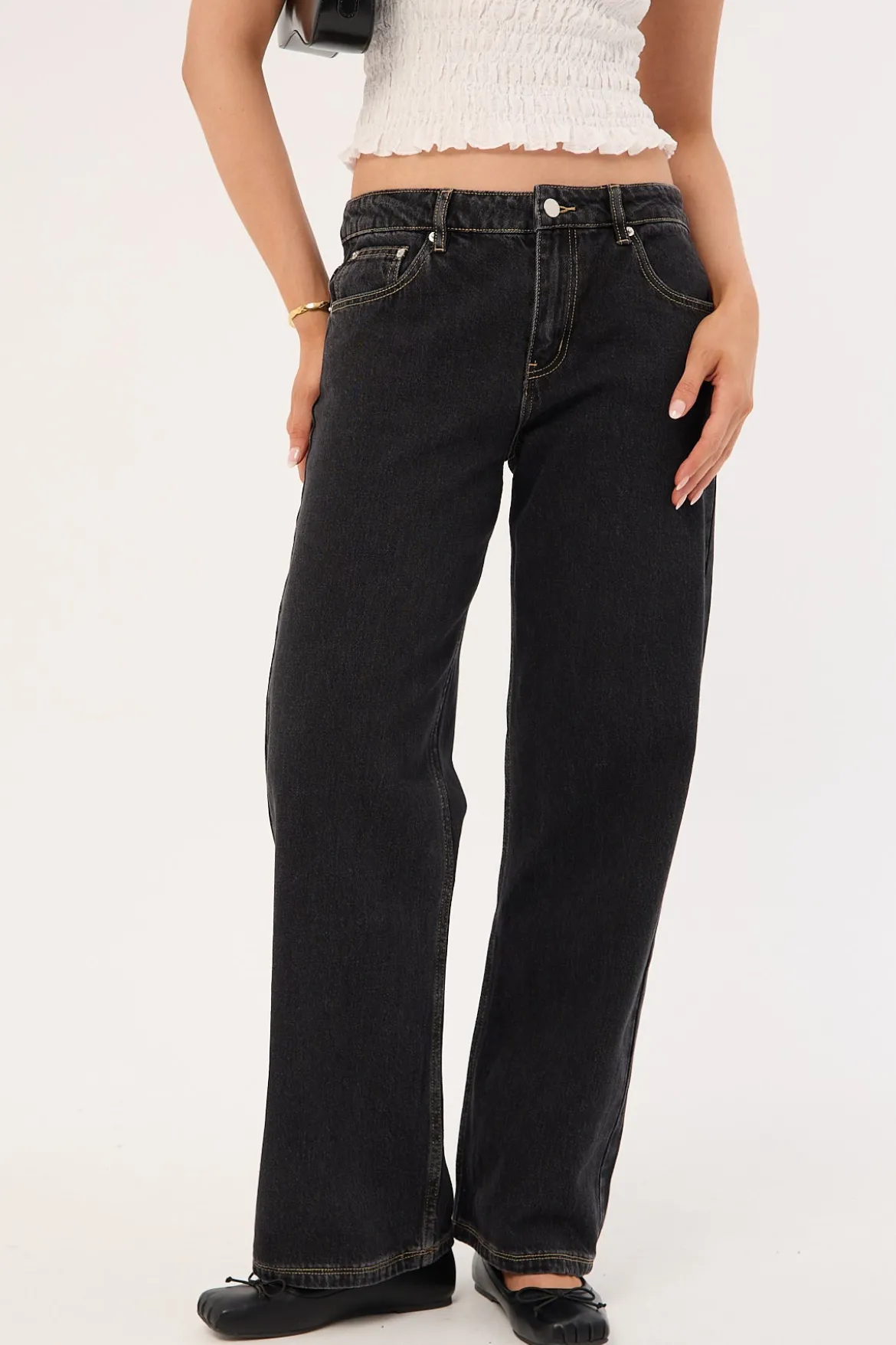 Low Rise Baggy Jean Washed Grey