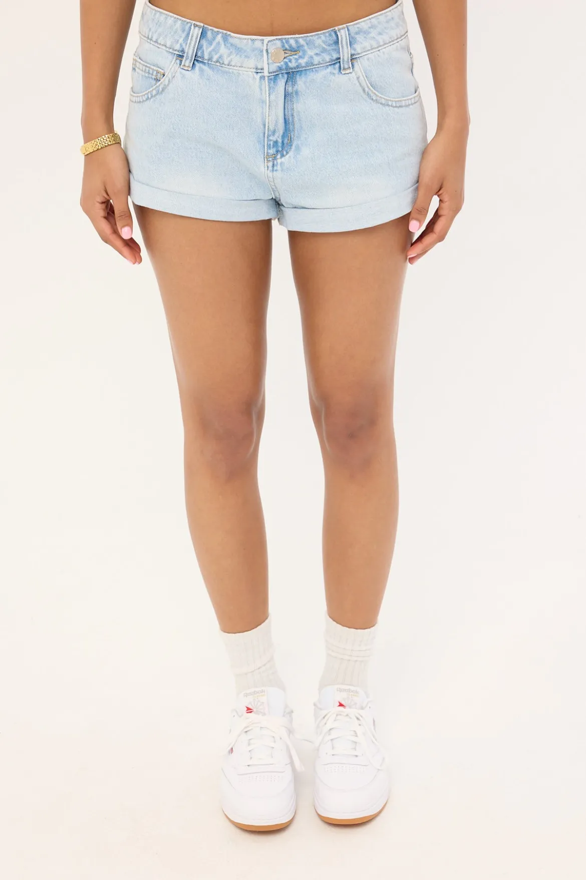 Low Rise Denim Shorts Light Blue Denim