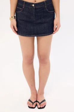 Low Rise Denim Skort Dark Blue Denim