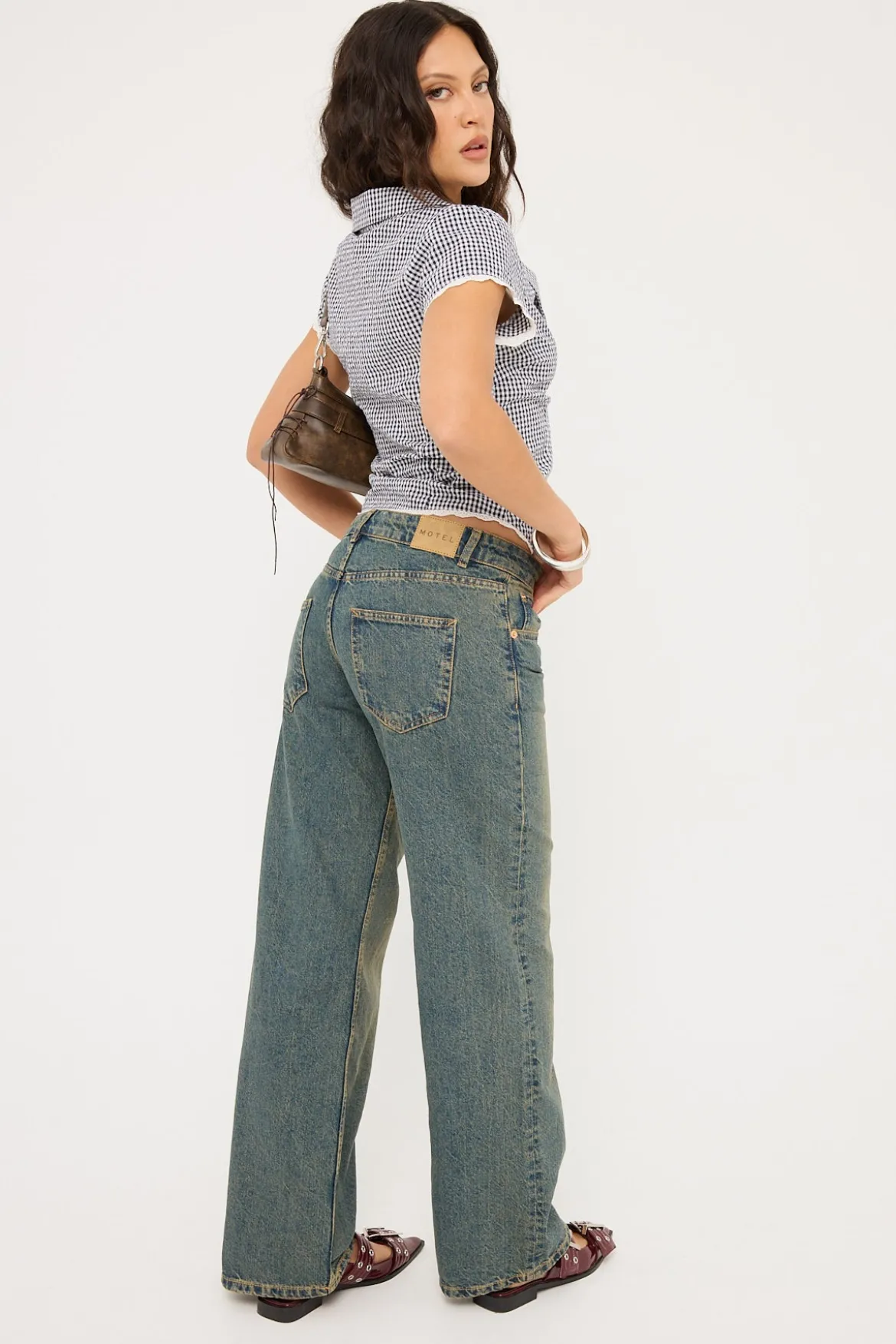 Low Rise Parallel Jean Brown Blue Acid
