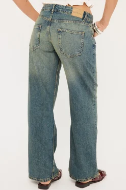 Low Rise Parallel Jean Extreme Blue Green Denim