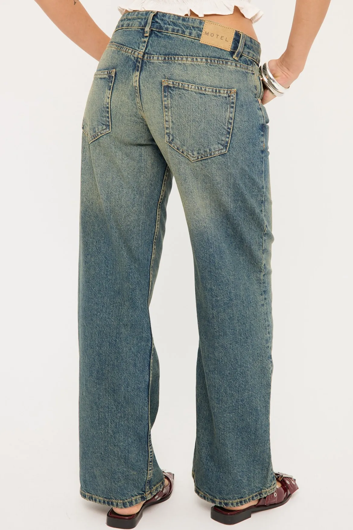 Low Rise Parallel Jean Extreme Blue Green Denim